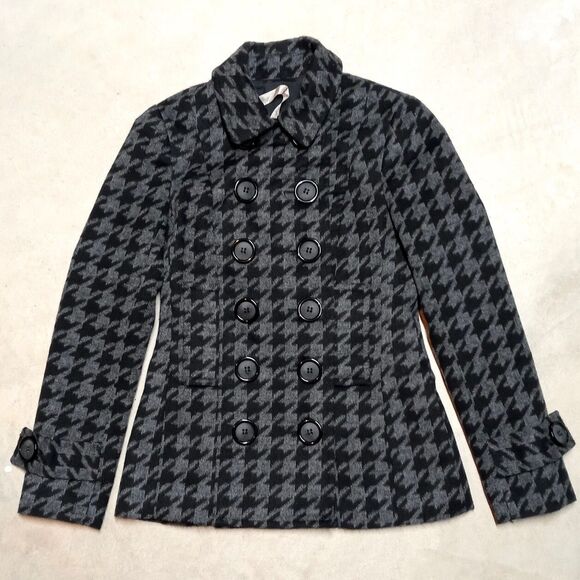 Bailey 44 Jackets & Blazers - Bailey 44 Houndstooth Wool Blend Pea Coat Jacket - Women's Size 6